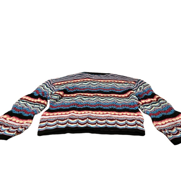 TEES2URDOOR women’s Multi Stripe Macrame Sweater - Picture 8 of 10